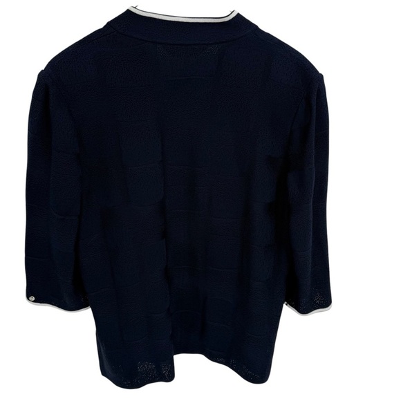 Ming Wang Jacket size M Open Front Lagenlook Mid Length Textured Knit Navy Blue - Picture 2 of 7